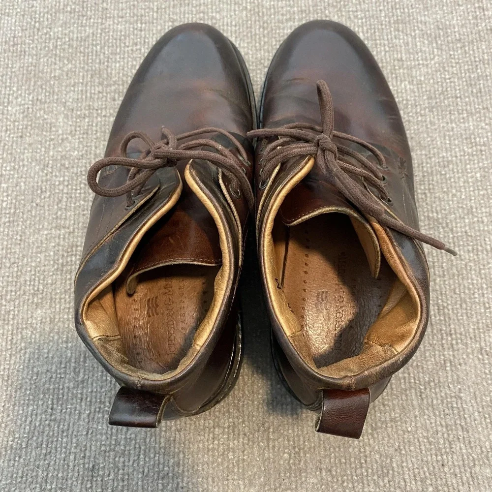 Johnston & Murphy Passport Boots Mens Size 10 Brown Leather Chukka Made in Italy